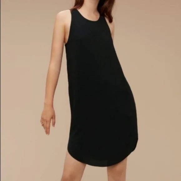Black Sleeveles A Line Chiffon Minimalist Wilfred Sabatier Dress size XS - Picture 2 of 9